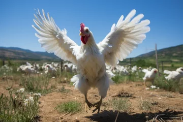 Zelfklevend Fotobehang chicken on the field © nataliya_ua