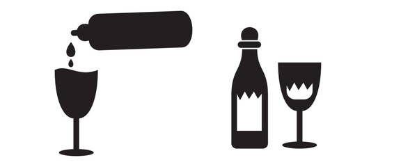 Beer vector icons set - bottle, glass, pint