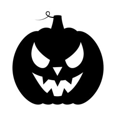 Halloween pumpkin black silhouette isolated, jack lantern