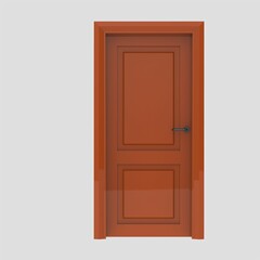 orange wooden interior door illustration set different open closed isolated white background
