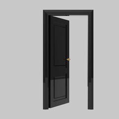 black wooden interior door illustration set different open closed isolated white background
