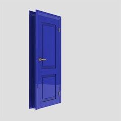 blue wooden interior door illustration set different open closed isolated white background