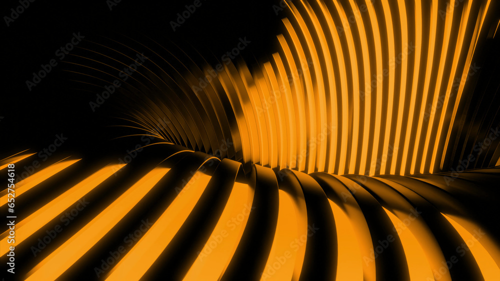 Poster 3d tunnel with stream of moving lines. design. abstract 3d tunnel moves with stripes on black backgr