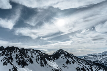 Aerial view of the Pyrenees during winter season