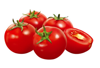 composição com tomates vermelhos maduros isolado em fundo transparente