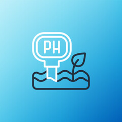 Line Soil ph testing icon isolated on blue background. PH earth test. Colorful outline concept. Vector