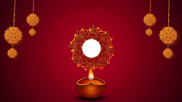 Happy Navratri Festival text animation. Suitable for festivals or events visually appealing and recognizable.Diya and Dandiya sticks.