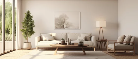 Muurstickers Boho Interior design of showcase living room, Generative AI