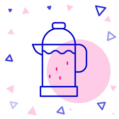 Line French press icon isolated on white background. Colorful outline concept. Vector