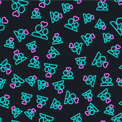 Line Lover couple icon isolated seamless pattern on black background. Happy Valentines day. Vector
