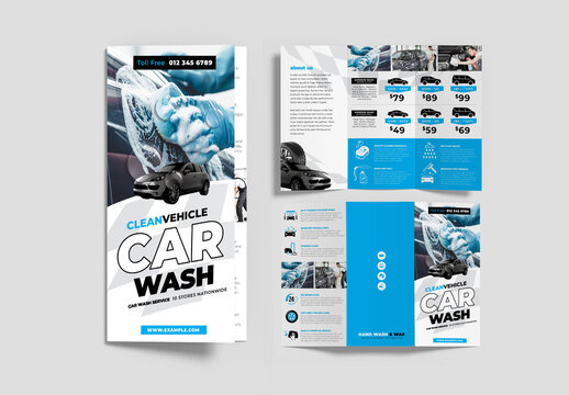 Car Wash & Car Care Service Flyer Layout Car Detailing Trifold Flyer Layout