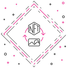 Line NFT Digital crypto art icon isolated on white background. Non fungible token. Colorful outline concept. Vector