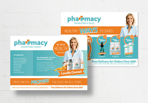 Pharmacy Medical Shop Clinic Flyer Layout for Pharmacies