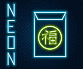 Glowing neon line Chinese New Year icon isolated on black background. Colorful outline concept. Vector