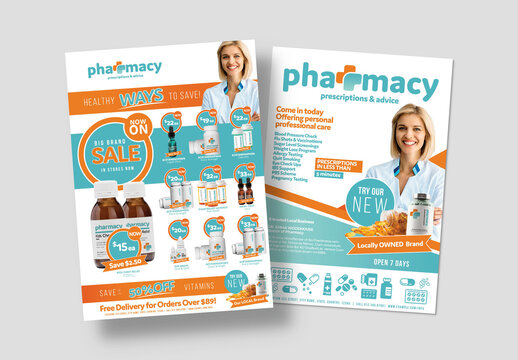 Pharmacy Medical Shop Clinic Flyer Layout for Pharmacies