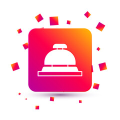 White Hotel service bell icon isolated on white background. Reception bell. Square color button. Vector