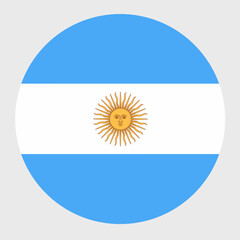 Vector illustration of flat round shaped of Argentina flag. Official national flag in button icon shaped.