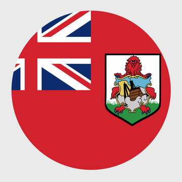 Vector illustration of flat round shaped of Bermuda flag. Official national flag in button icon shaped.
