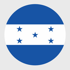 Vector illustration of flat round shaped of Honduras flag. Official national flag in button icon shaped.