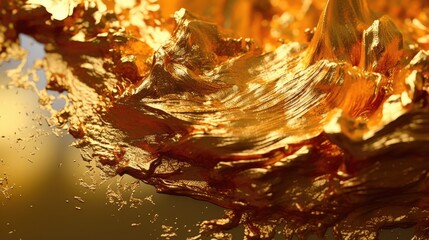 Dynamic Splash of Gold Fluid Paint
