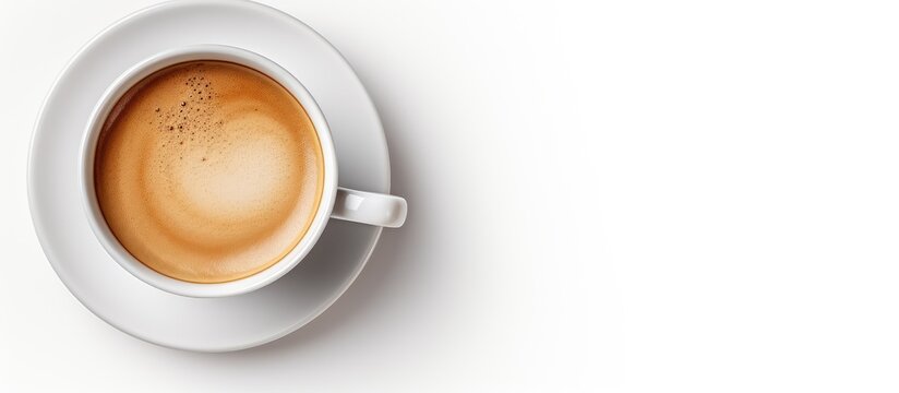 Isolated white cup of coffee from above