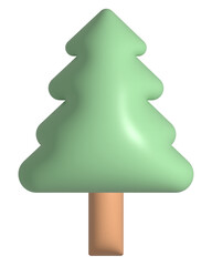  Christmas tree 3d render isolated with cartoon style