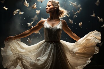 Fototapeta premium Ballet dancer in graceful motion, Generative AI