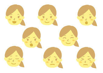 女性　喜怒哀楽　表情　セット