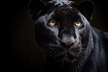Fototapeten Portrait of Panther on black background. Generative Ai © tong2530