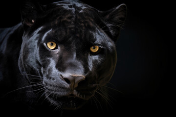 Portrait of Panther on black background. Generative Ai