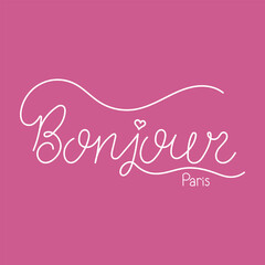 Hand Drawn Bonjour Text Vector Design.