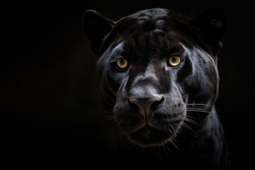 Portrait of Panther on black background. Generative Ai