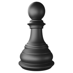 Black pawn chess piece clipart flat design icon isolated on transparent background, 3D render chess and board game concept