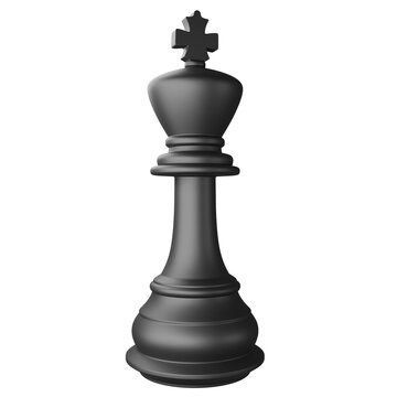 Black king chess piece clipart flat design icon isolated on transparent background, 3D render chess and board game concept