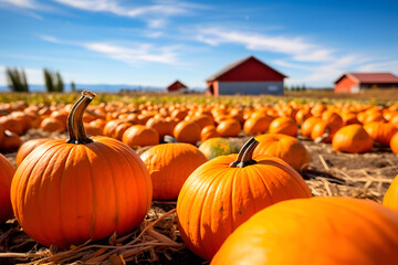 Halloween concept background. pumkins harvest on a farm