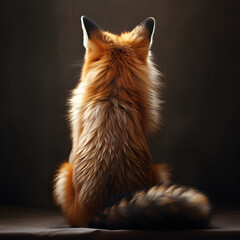Red fox back in studio background
