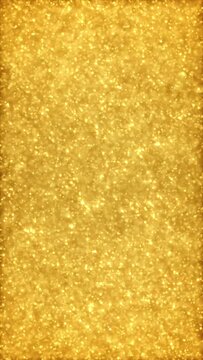 Looped animated texture of many golden light particles in vertical composition format
