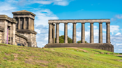 Fototapeta na wymiar Historic monuments on Calton Hill in the Scottish city of Edinburgh, UK.