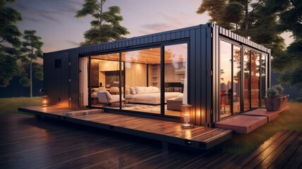 Sustainability and recycle concept for container box office, house, or vacation
