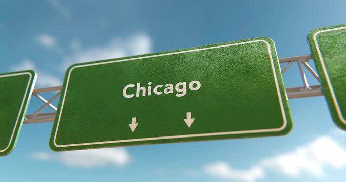Chicago Sign in a 3D animation