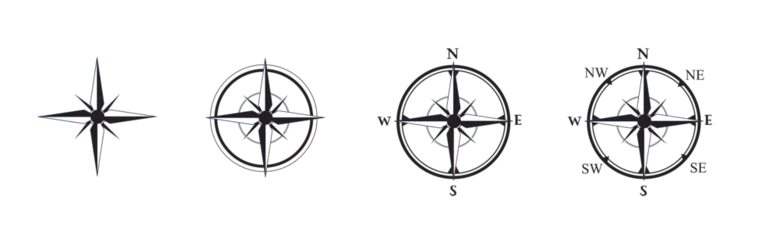 Foto op Aluminium Vector illustration of cardinal compass symbols: North, South, East, West © Paolo Boaretto/Wirestock Creators