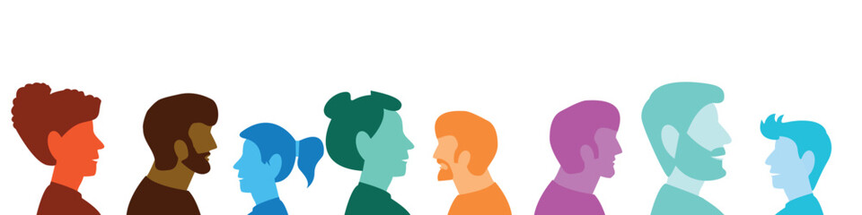 Vector design of a diverse group of people icons isolated on a white background