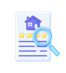 3D Search house. Search for real estate, home to buy, property for sale concept