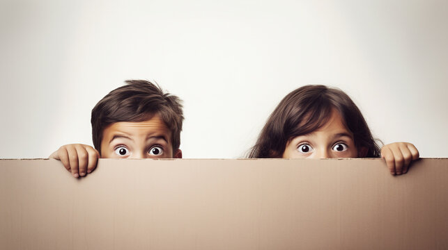 Kids Hiding Behind Blank Sign