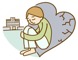 不登校　男の子　イラスト