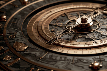 delicate astronomical clock,Fantasy clock concept, mechanical clock concept, time concept
