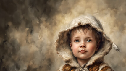 Dipinto di un volto di bambino II - obrazy, fototapety, plakaty