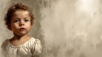 Dipinto di un volto di bambino III - obrazy, fototapety, plakaty