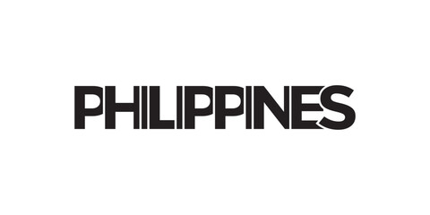 Philippines emblem. The design features a geometric style, vector illustration with bold typography in a modern font. The graphic slogan lettering.