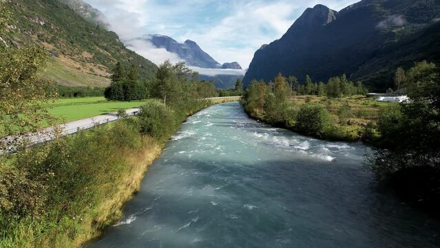 River down the mountain in 4K